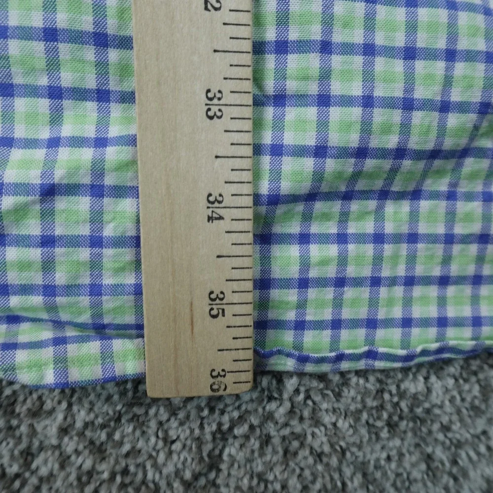 Ralph Lauren Shirt Mens 3XLT Green Blue Plaid OCBD Oxford Button Up Flesh Pony